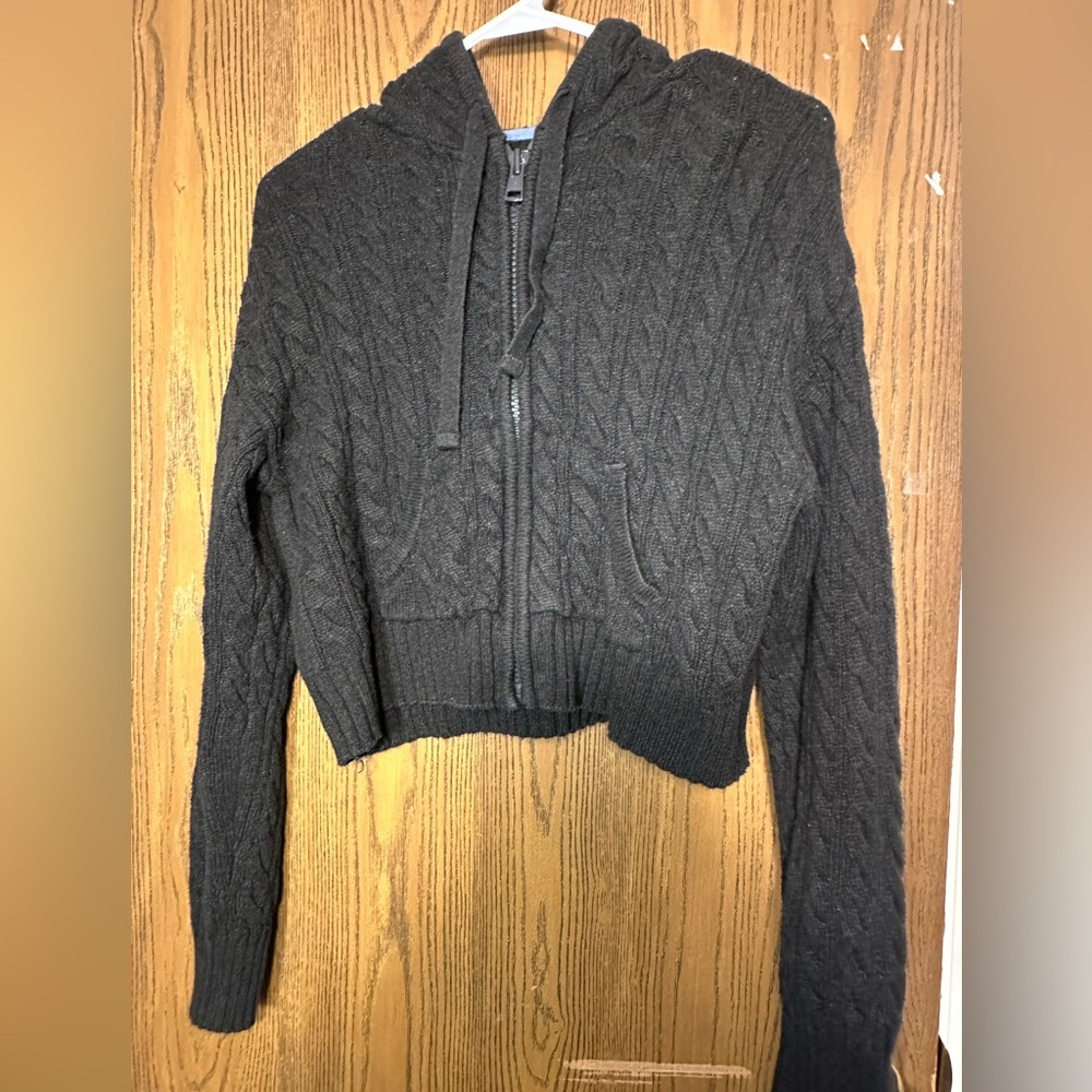 American Eagle Outfitters Charcoal Cable Knit Hoodie